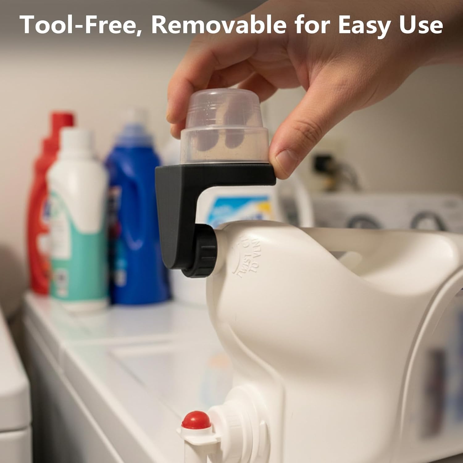 Laundry Detergent Cup Holder for Tide Bottles, No-Leak Drip Catcher with Drain Tray, Easy Install Removable for Washer