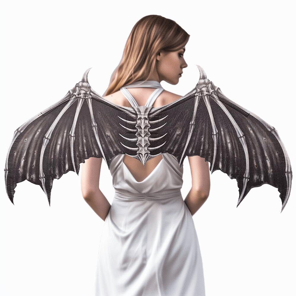 Lpitoy Black Cosplay Wings Angel Wings White Devil Skull Vampires Props Role Play Party Show Halloween Mardi Gras