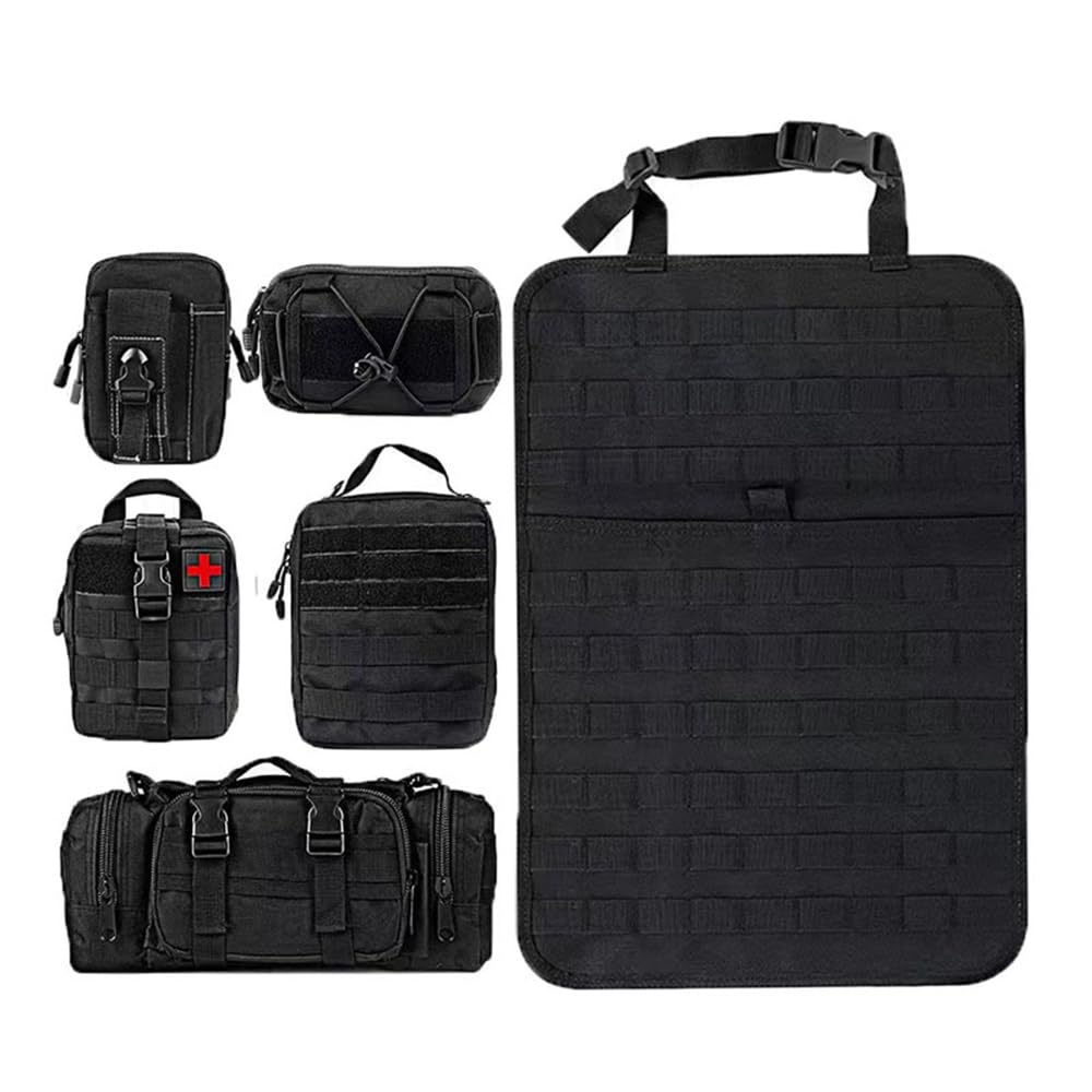 Beosior Tactical Car Seat Organizer With 5 Detachable Bag, Car Backrest Protector 600D Oxford Waterproof Tactical Vehicle Seat Back Organiser For Most Vehicle Suv Truck Pickup