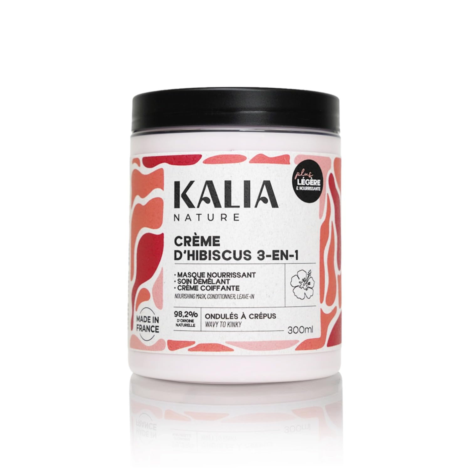 Kalia Nature - Crème d’Hibiscus 300 ml - Crème cheveux bouclés 3-en-1 - Leave in - Nourrit, démêle et revitalise - Soin capillaire naturel cheveux ondulés, bouclés, frisés, crépus