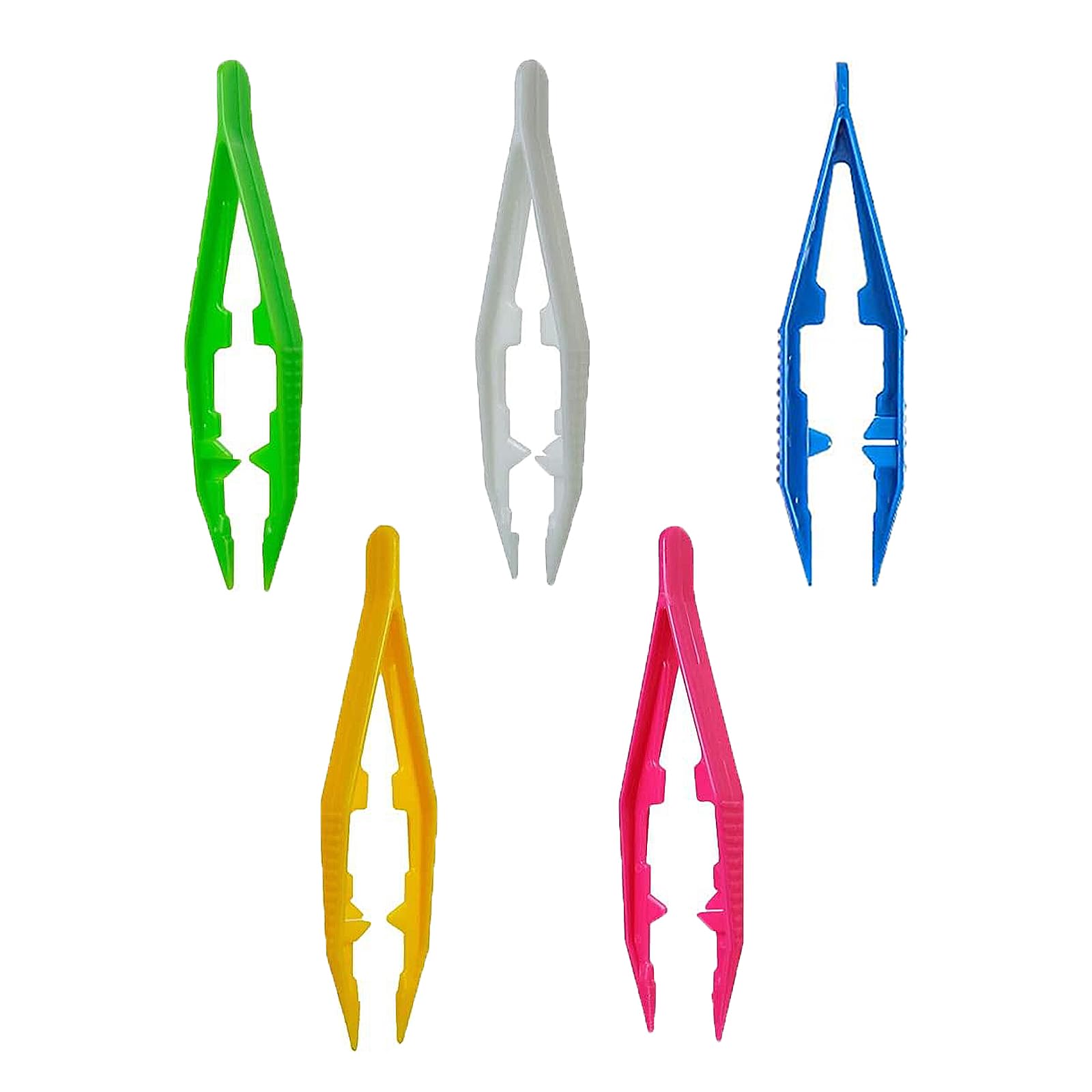 5 PCS Plastic Tweezers for Kids, Kids Tweezers, Multiple Colors Plastic Tweezers, Beads Tweezer, for Beads Family Handmade Classroom DIY Crafts(10cm)