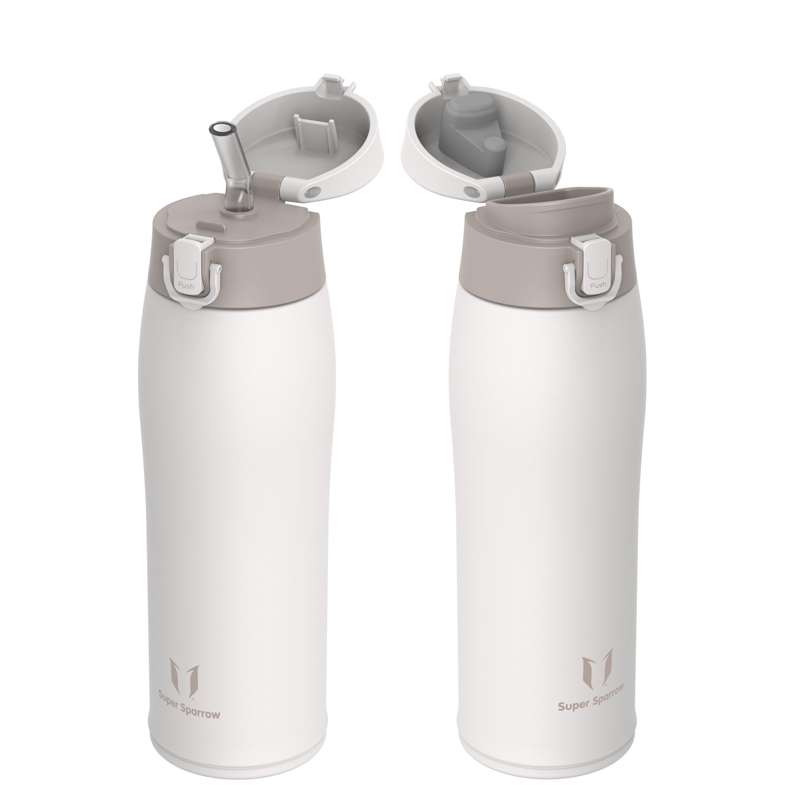 Super Sparrow Borraccia Termica, Acciaio Inox Bottiglia Termica - 350ml, 500ml, 750ml, 950ml - Senza BPA Termos, Borracce Termiche Bambini - Include 2 Coperchi con Cannuccia e Coperchio Sportivo