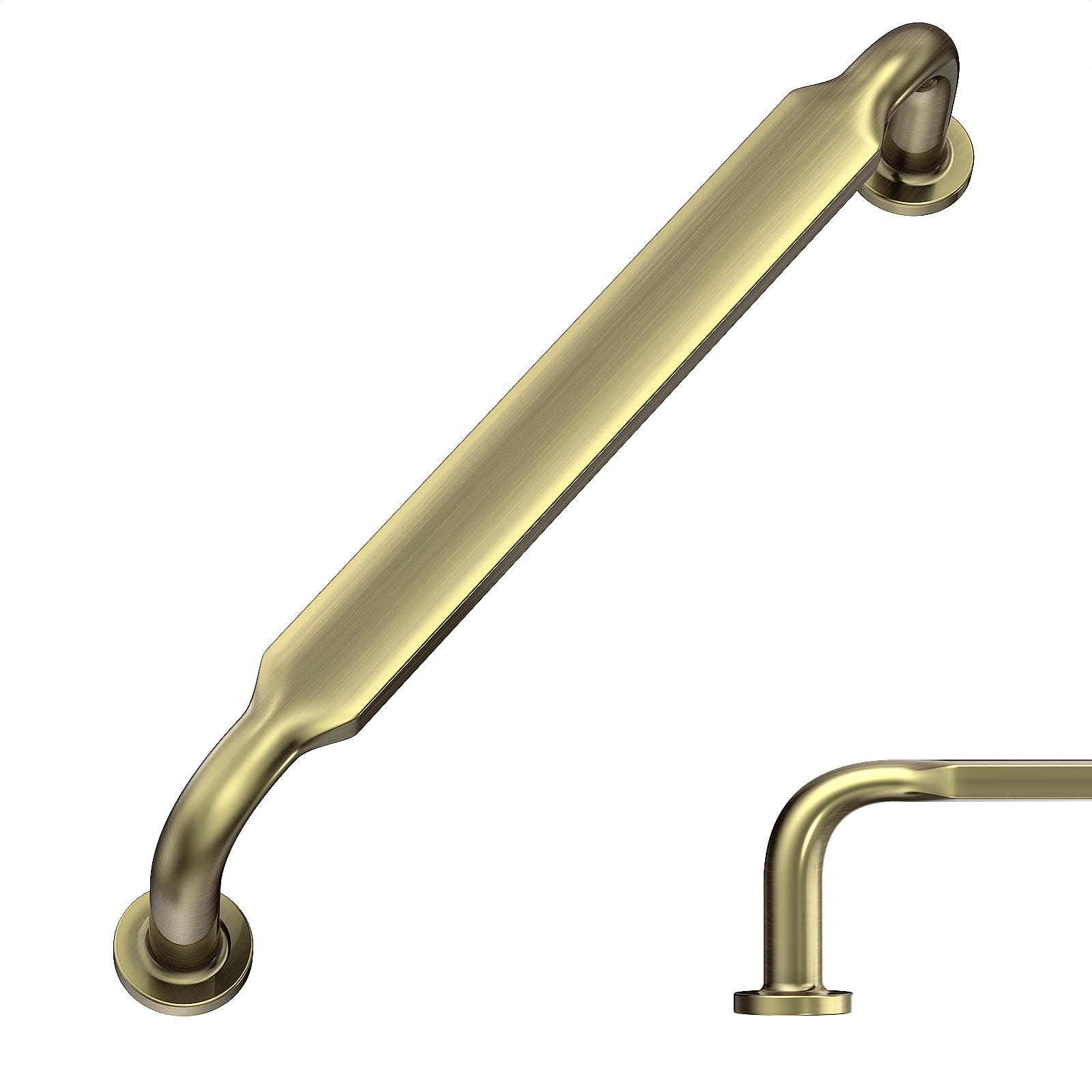 Amerdeco 10 Pack Brushed Antique Brass Cabinet Pulls 5 Inch(128mm) Hole Centers Kitchen Cabinet Handles Solid Zinc Alloy Cabinet Hardware Drawer Pulls AM017