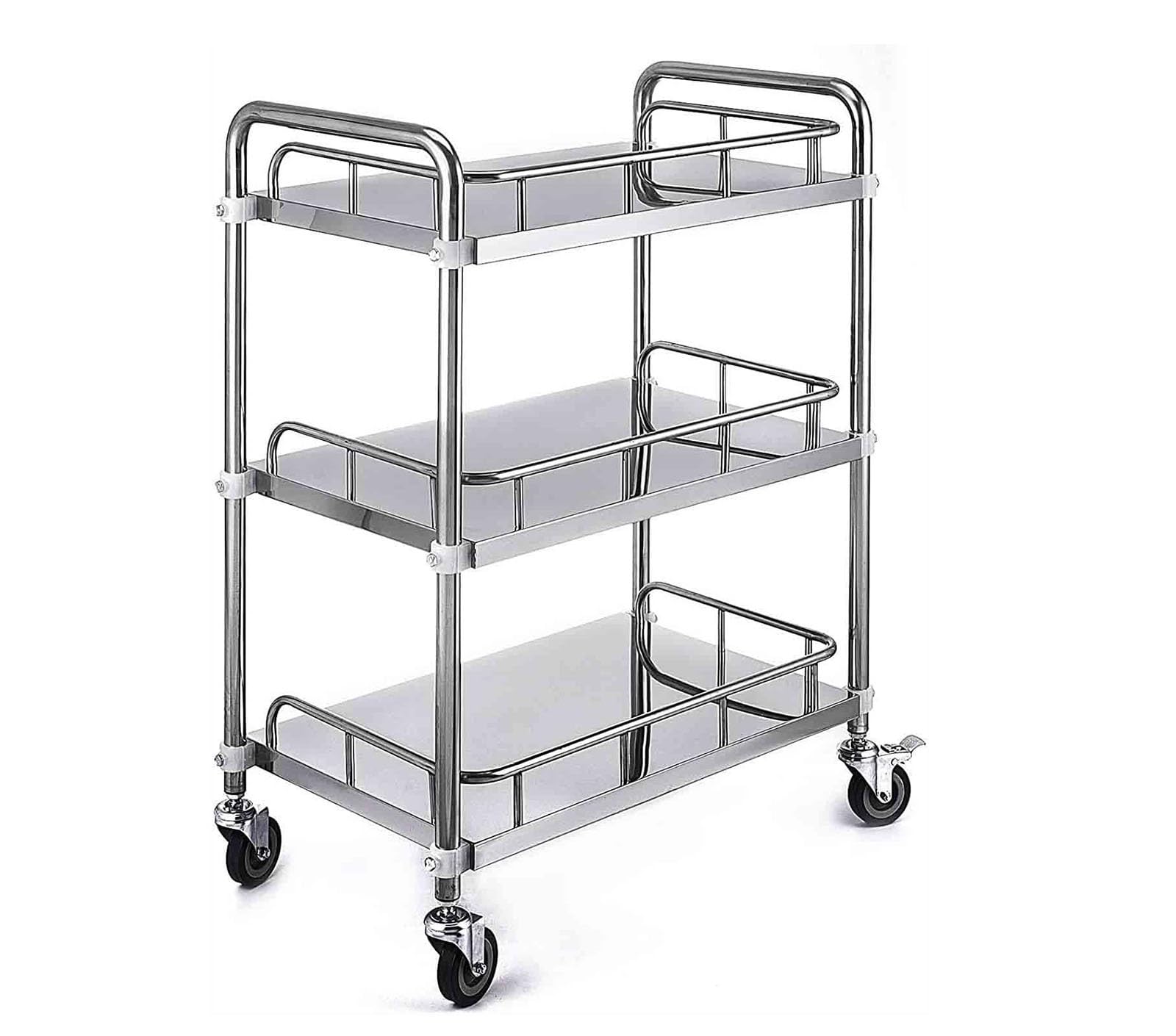 TKJfdTY 2-Tier Lab Cart With Wheels Stainless Steel Rolling Cart, Hospital Equipment Portable Serving Trolley, Utility Cart For Clinic, Lab, Salon, 2-Tier,3