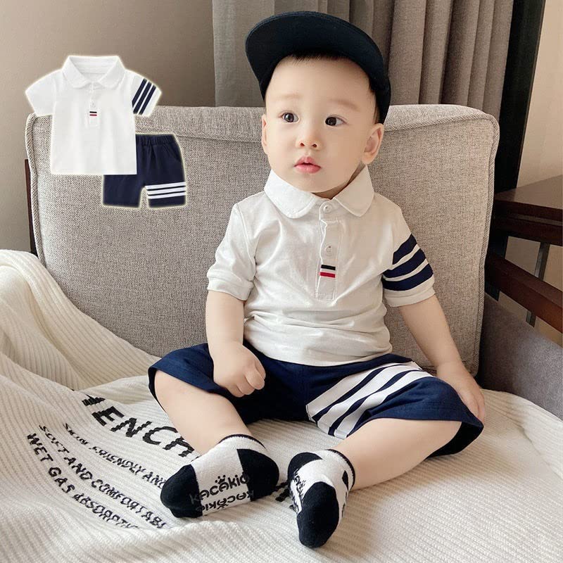 Kids Toddler Boys Summer Cotton 2 pcs Clothing Sets Short Sleeve Polo T-shirt and shorts outfits (18 Months)