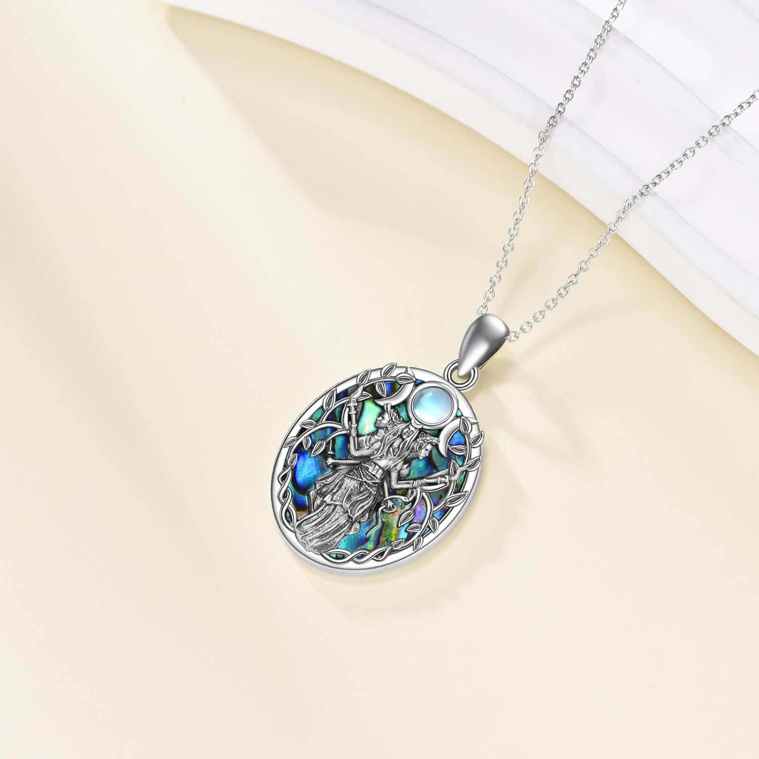 Hecate Necklace 925 Sterling Silver Triple Goddess Pendant Witch Triple Moon Necklaces Pagan Witchy Jewelry Gifts For Women Female - Image 2