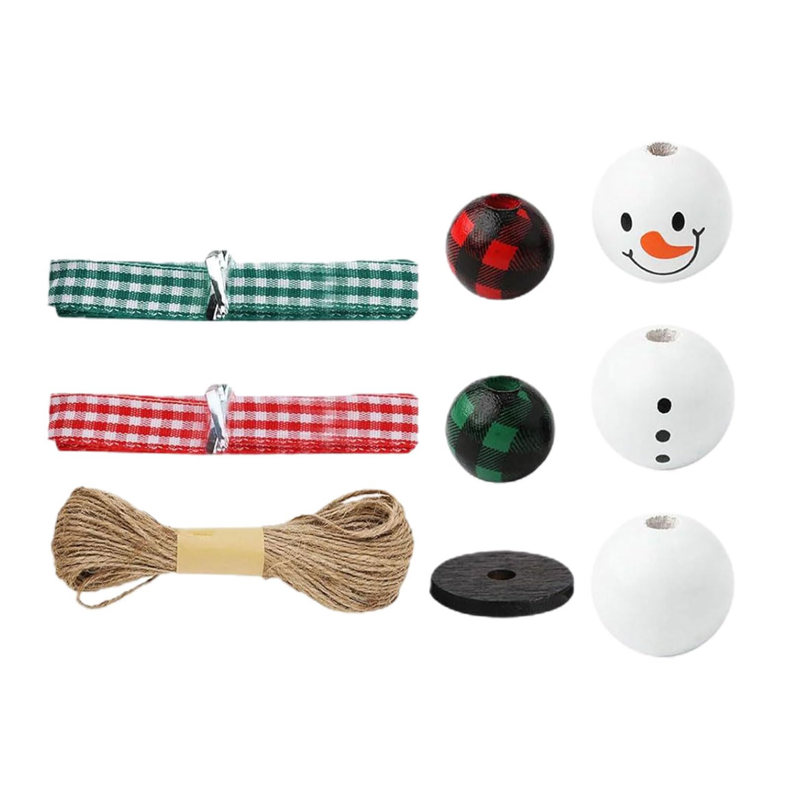Tsophreniq Christmas Beads with Rope and Ribbon, Wooden Kits Snowmen Wood Set, Winter Wood with Rope and Ribbon