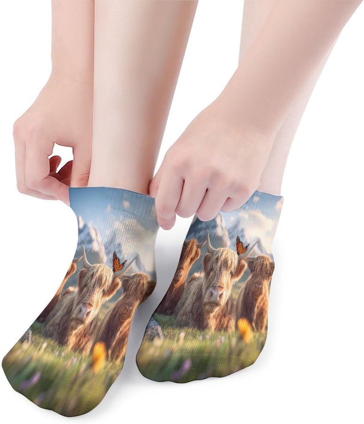 Highland Cow Cattle Socks for Men Women 5 Pairs Ankle Socks