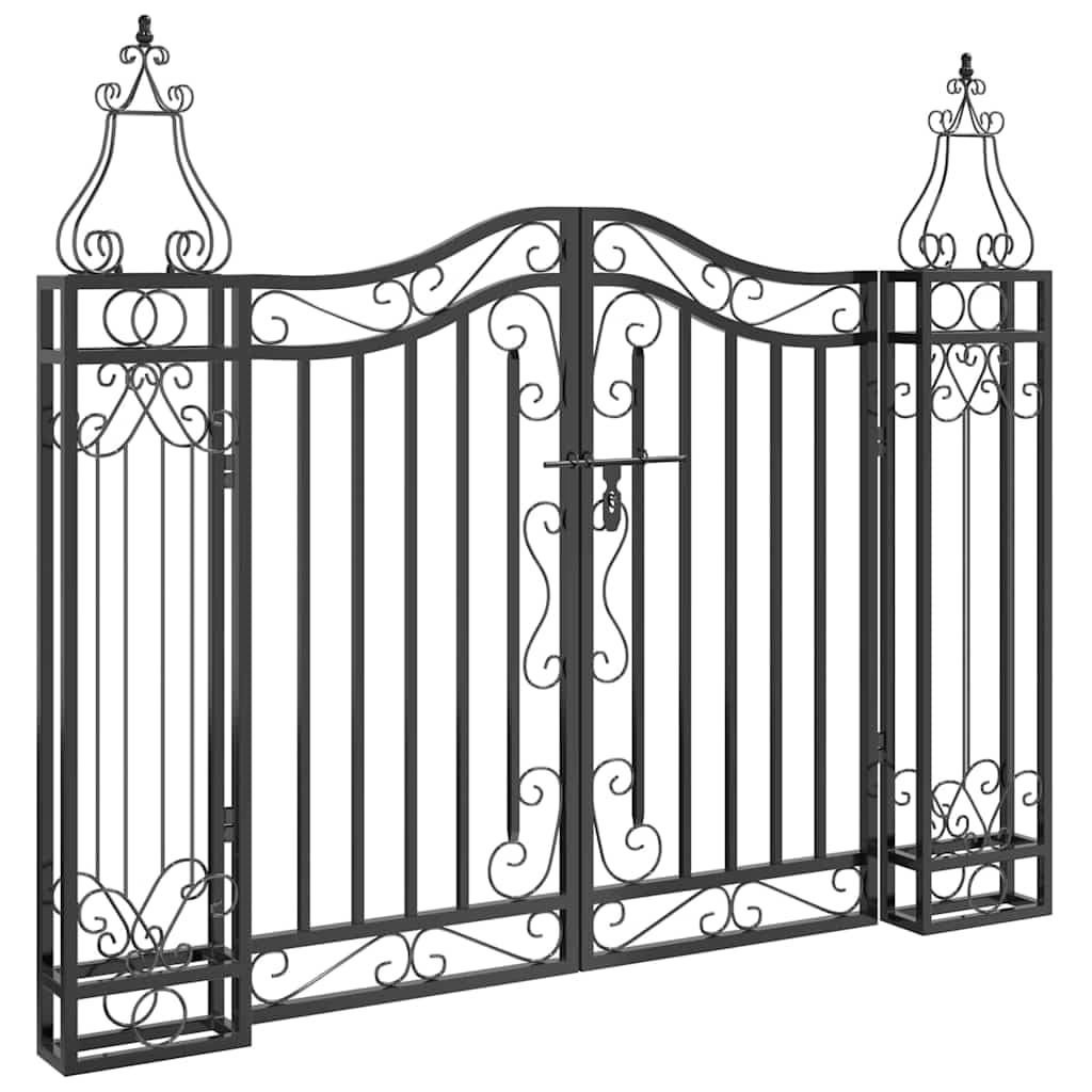Vidaxl Garden Gate Black 121X8X100 Cm Wrought Iron Garden Gates from B&Q