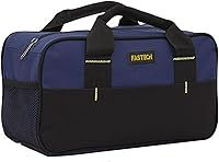 FASTECH 14 Inch Waterproof Tool Tote Bag - Wide Mouth Organizer with 8 Pockets, Durable 600D Oxford for DIY, Plumbing, Auto Tools (Blue)