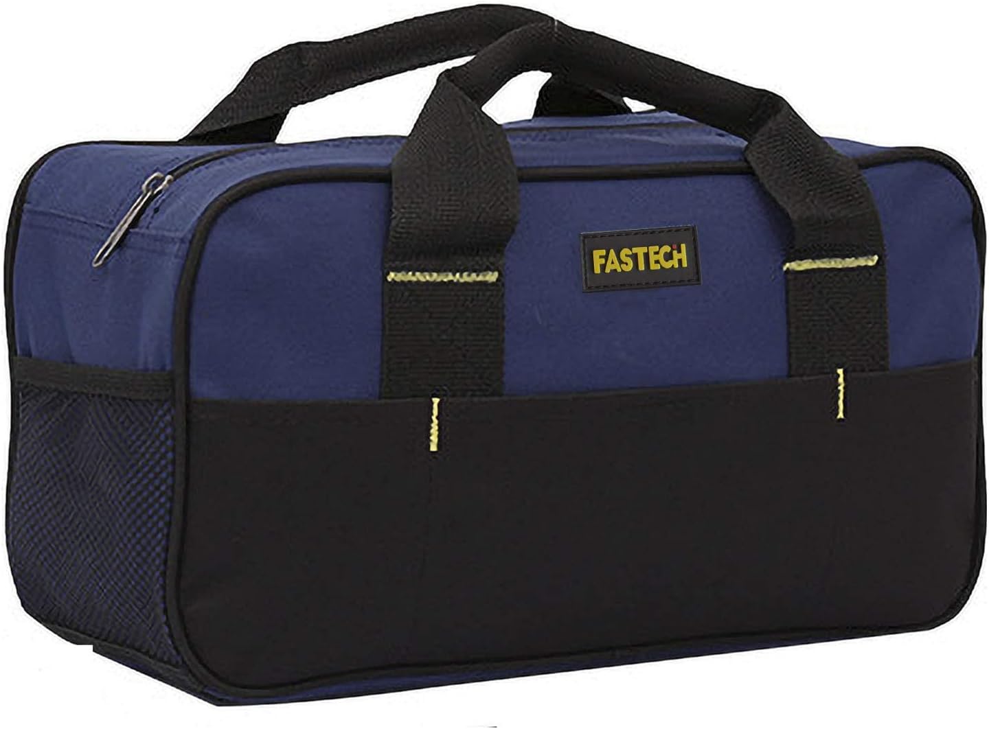 FASTECH 14 Inch Small Tool Tote Bag, Wide Mouth Tool Tote Bag, Waterproof Tool Organizer Bag, Multi-Pockets Wide Mouth Tool Tote For Man/Woman (Blue)