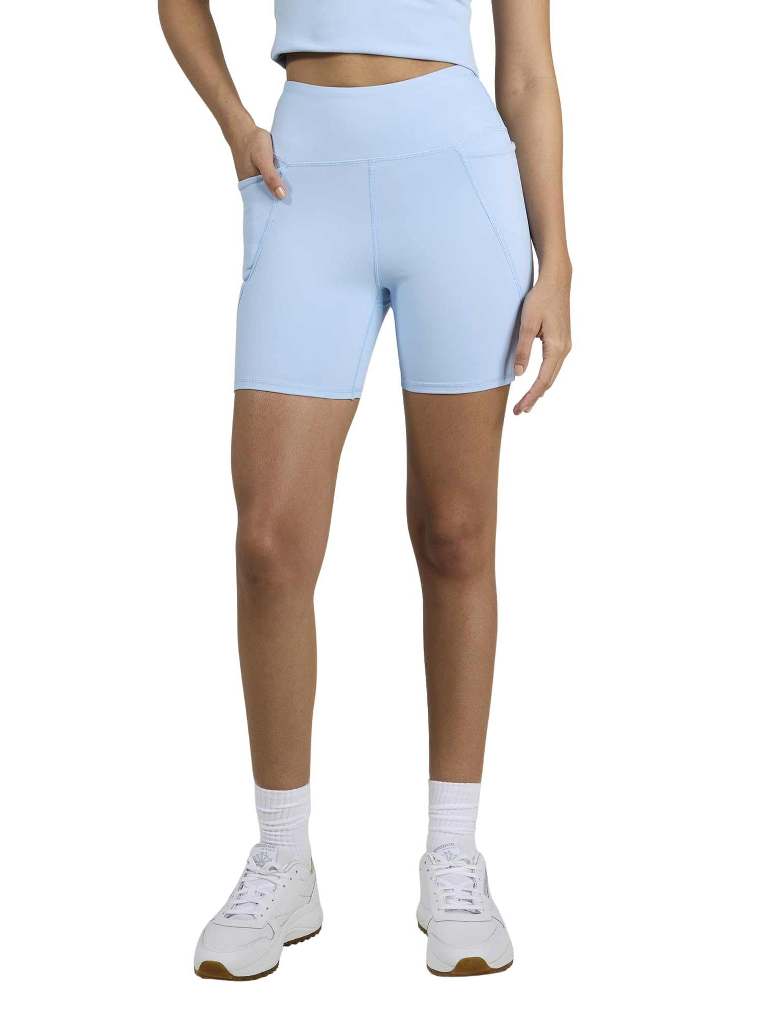 Sculpt Booty Shorts for Women | High Waisted, Anti Camel Toe, Deep Pockets, Rounded Back Seam, Sculpting Stretch Fabric-image-11