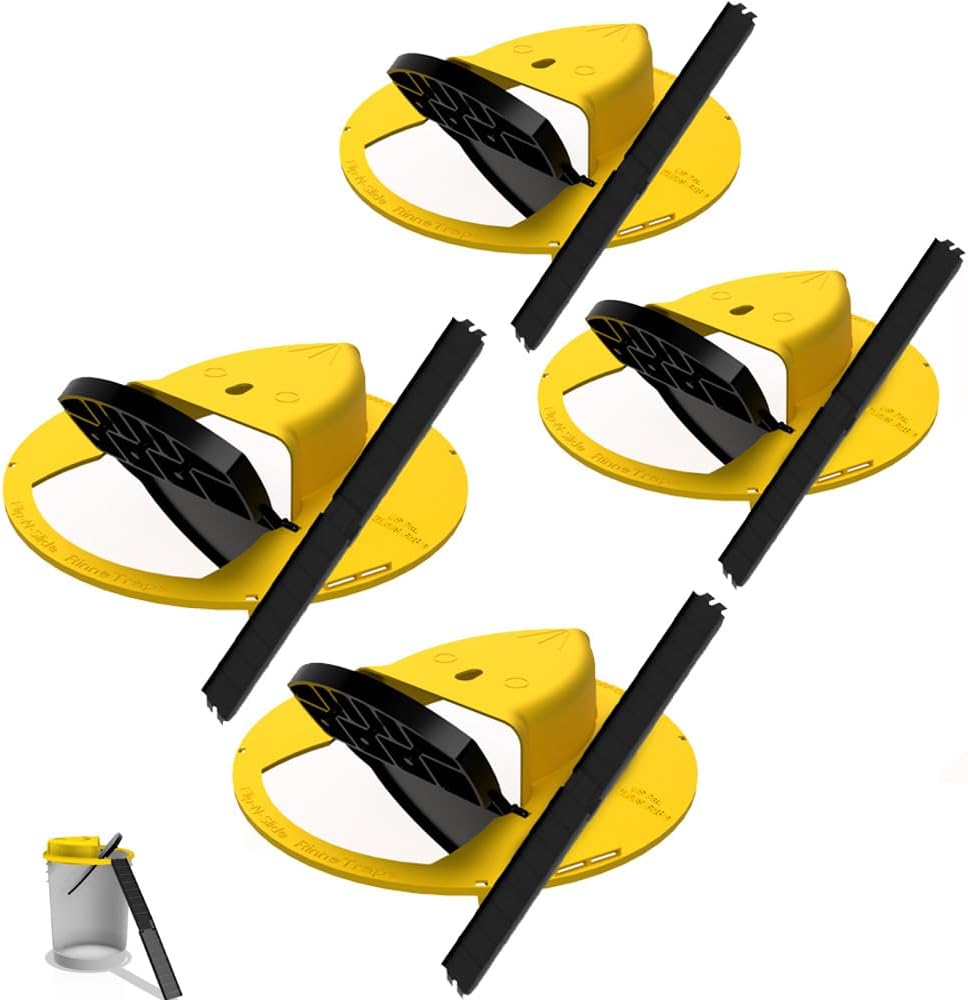 RinneTraps - Flip N Slide Bucket Lid Mouse Trap |4 Pack| |Multi Catch| |Made in USA| US Pat D1,039,648s
