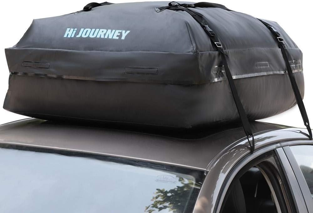 rabbitgoo Rooftop Cargo Carrier Waterproof Car Roof Top Cargo Bag with Heavy Duty Straps, Soft Shell Luggage Storage Bag for Vehicles with/Without Roof Racks, Large Capacity 15 Cubic Feet : Automotive