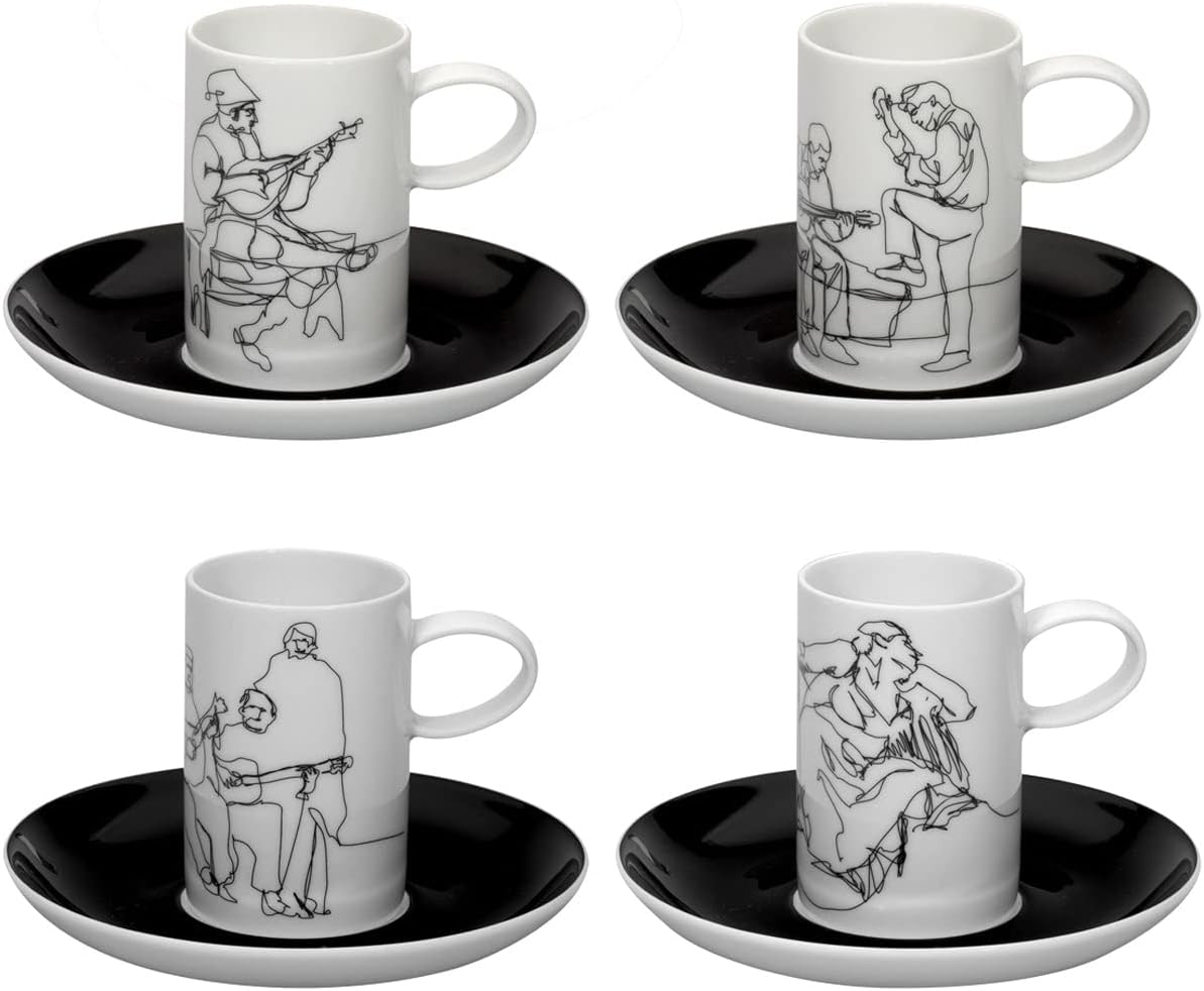 Vista Alegre Fado - Set 4 Coffee Cups & Saucers