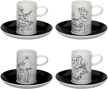 Vista Alegre Fado - Set 4 Coffee Cups & Saucers