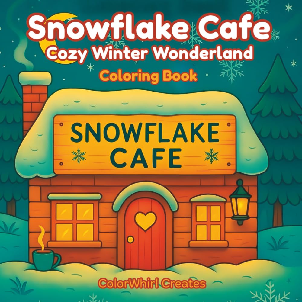 Snowflake Cafe - Cozy Winter Wonderland Coloring Book: For Adults & Teens | Cute Animals, Cozy Scenes & Magical Snowy Moments to Color