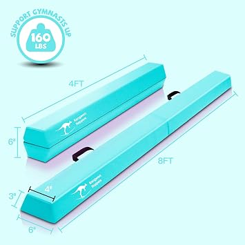 Kangaroo Hoppers Folding & Adjustable Balance Gymnastics Beam for Kids Ages 3-12