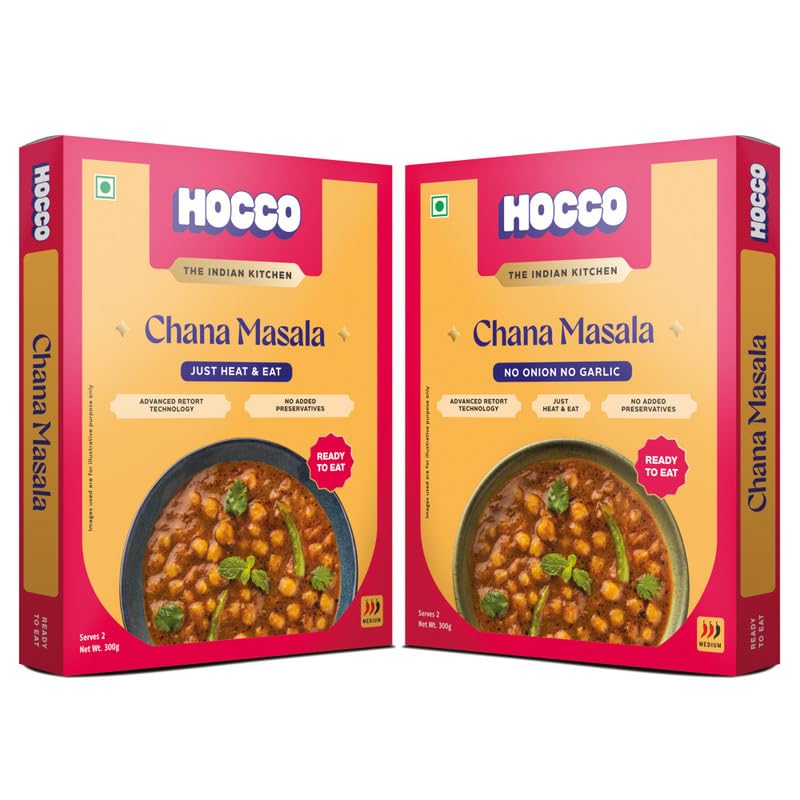 Image of Hocco Chana Masala Ready To Eat | Just Heat And Eat | Pure Veg Indian Food | No Added Preservative & Colours | Meal Ready In 5 Minutes | Microwave-Able Serves 2 300gm (Pack of 2)