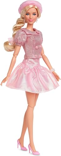 Barbie The Movie Doll, Margot Robbie as, Collectible Doll Wearing Pink Blouse & Skirt Tutu Outfit, With Styled Hair & Matching Jewelry, JBJ53 - 6