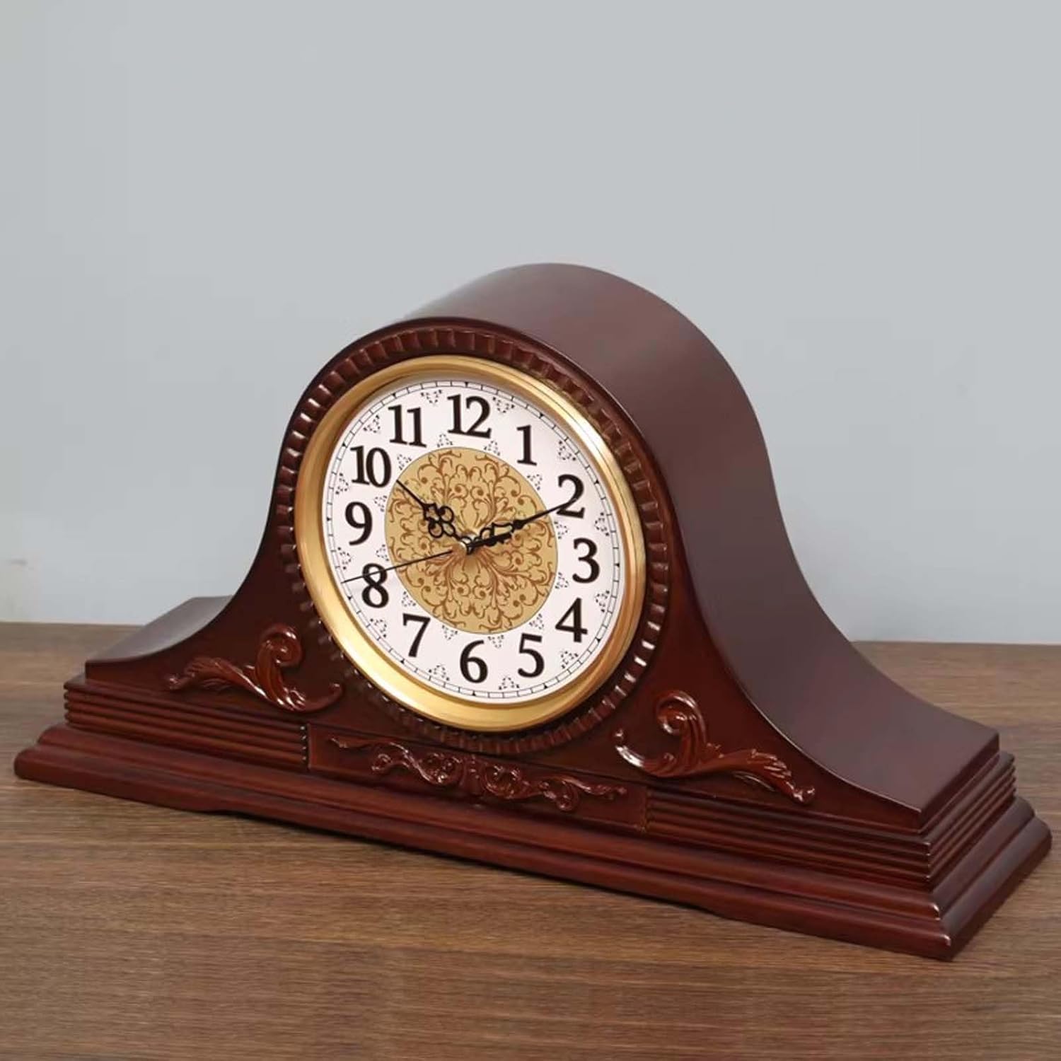 Reloj silencioso de madera, funciona con pilas, para decoración de sala de estar, oficina, estante y chimenea