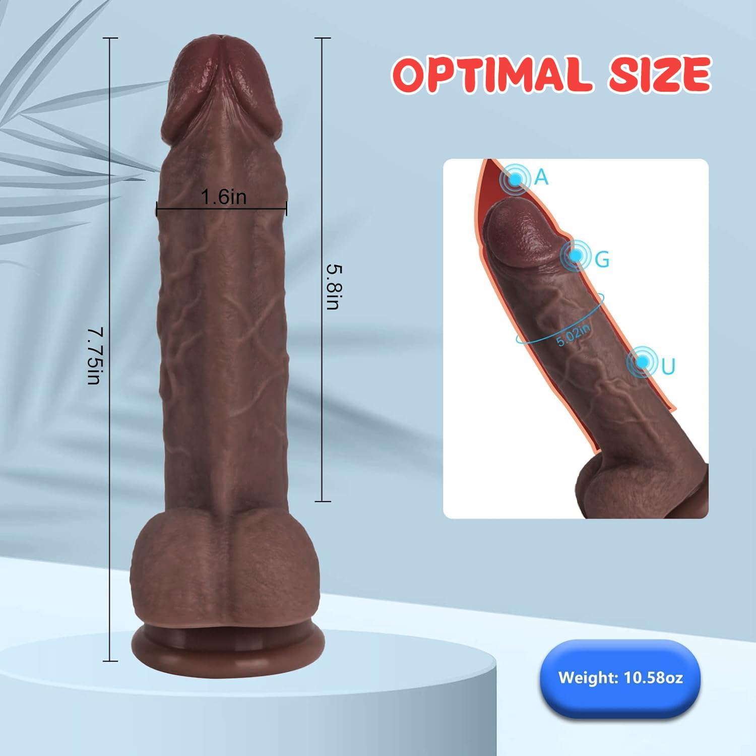 Kstert Realistic Dildo – 7.8" Liquid Silicone Toy with Strong Suction Cup, Lifelike Veiny Texture & Resilient Firmness, Hands-Free G Spot Focused Design for Women & Beginners: Brown