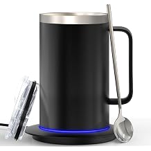 Smart Temperature Control Coffee Mug for Desk,Heated Cup with 10H Auto Shut-Off, USB Powered Mug Warmer Set 12oz-Sky Blue