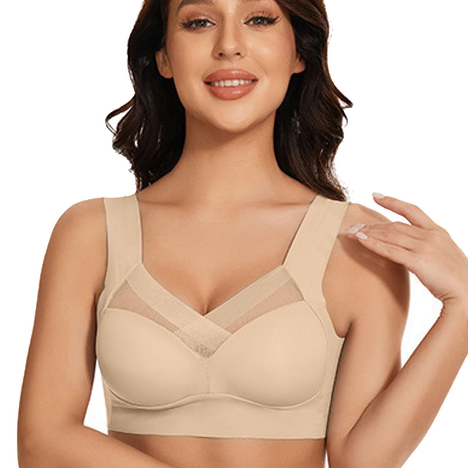 ssoshhub Women Nylon Spandex Seamless Mesh Lace Bras for Women Wirefree Comfortable Padded Lift Push Up Thin Soft Sexy Back Smoothing Bra Pullover Bras-picture-20