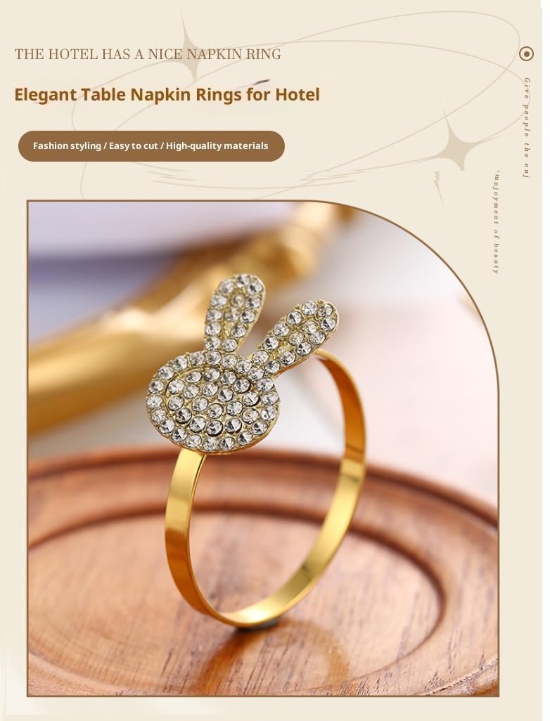 Anillos De Servilletas Metal 50 Anillos De Servilleta con Forma De Conejo Ideales para Hoteles Bodas Fiestas Y Año Nuevo Dorados