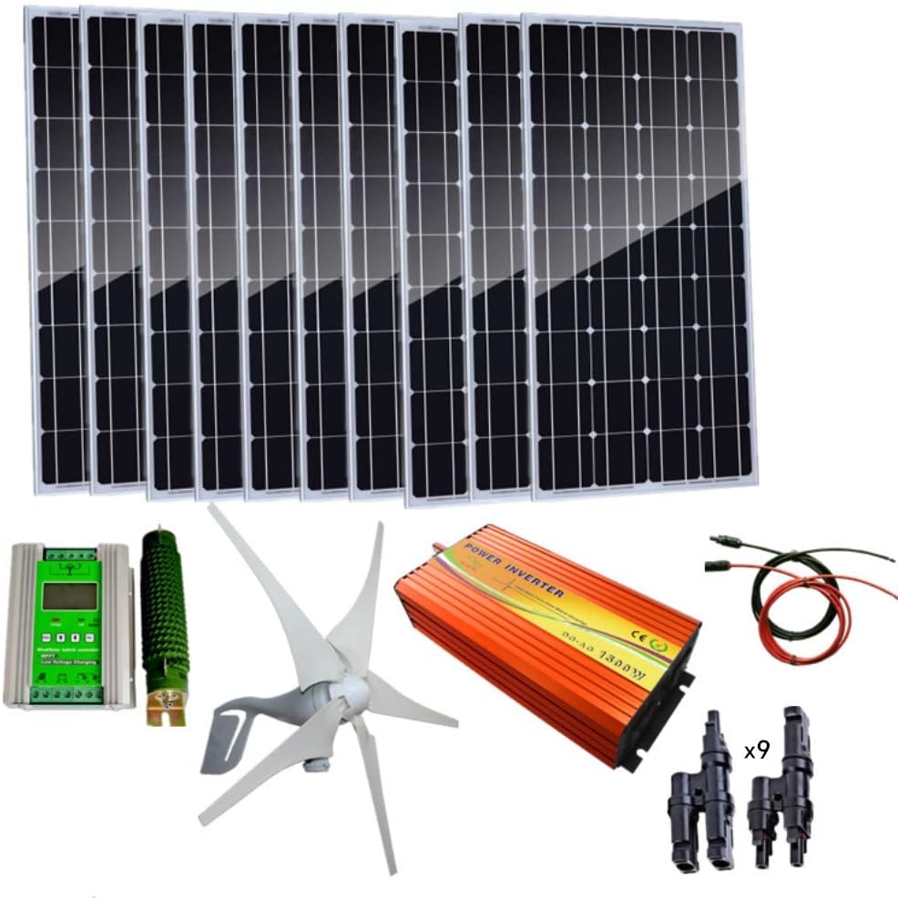 1.4KW Wind System 10x 100W Mono Solar Panel + 400W Wind Generator + Inverter