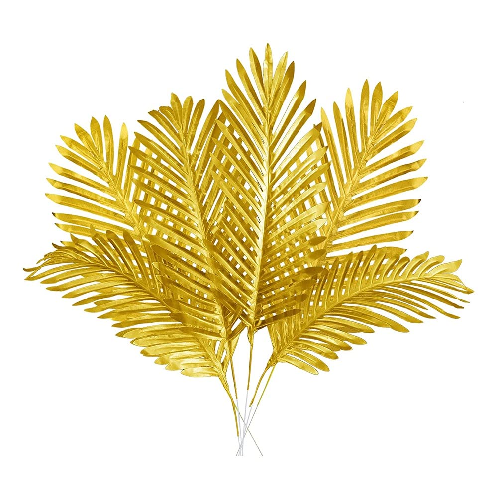 Knadgbft Gold 8 Pcs Artificial Palm Leaves Decoration Realistic En Plants Leaf Decoration Faux Leaves Decoration