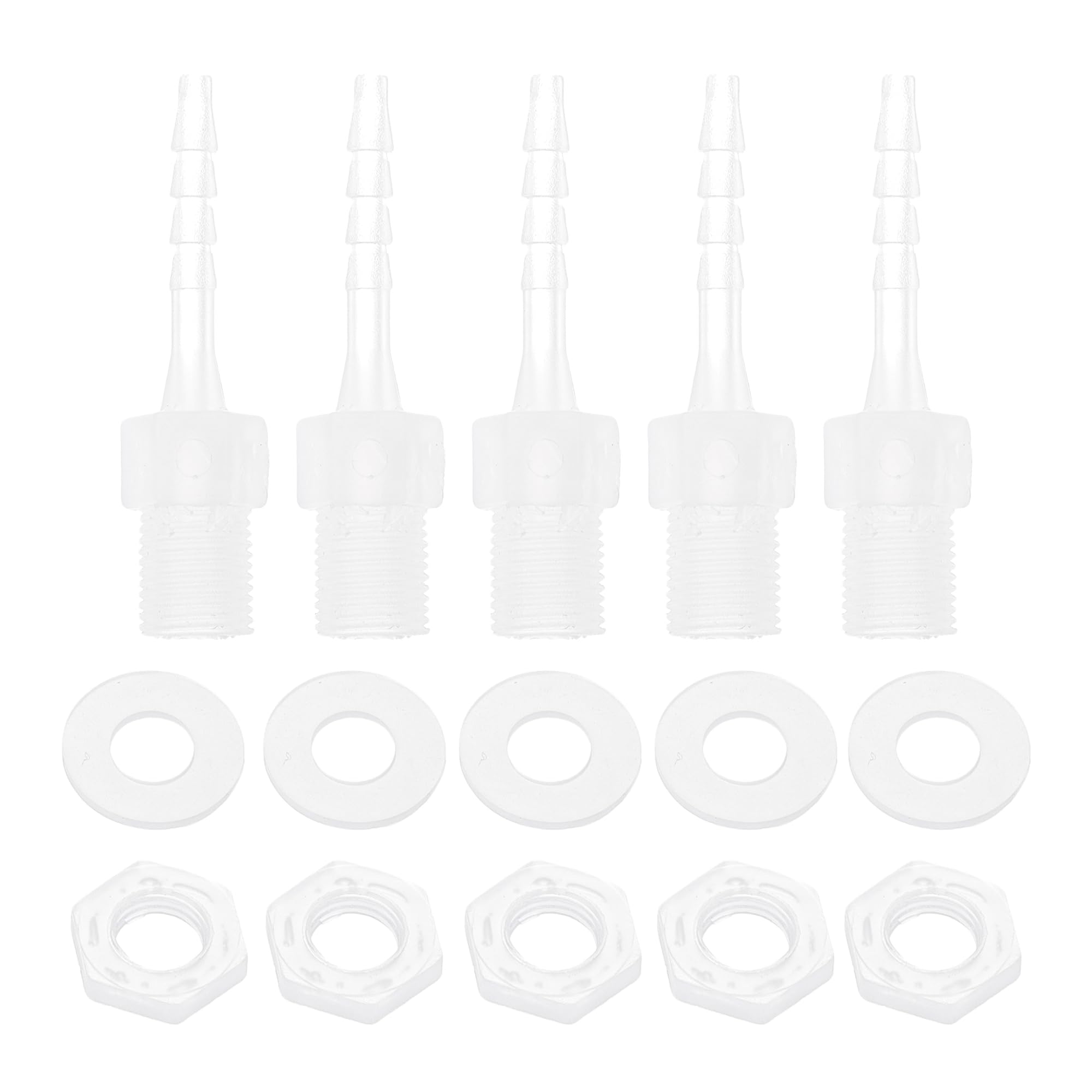 RATCHROLL 1 Set Plastic Hose Barb Fitting 7/64" Barb G1/4 NPT Male Hose Adapter Clear PP