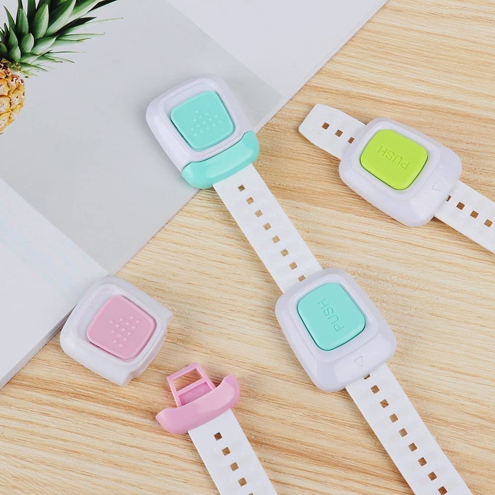 1 PCS Blocco di Sicurezza Multifunzione Doppio Pulsante Bambino Anti-Pizzico A Mano Armadio Frigorifero Porta Serratura Bambino Blocco Sicurezza Cassetto(Gr�n)