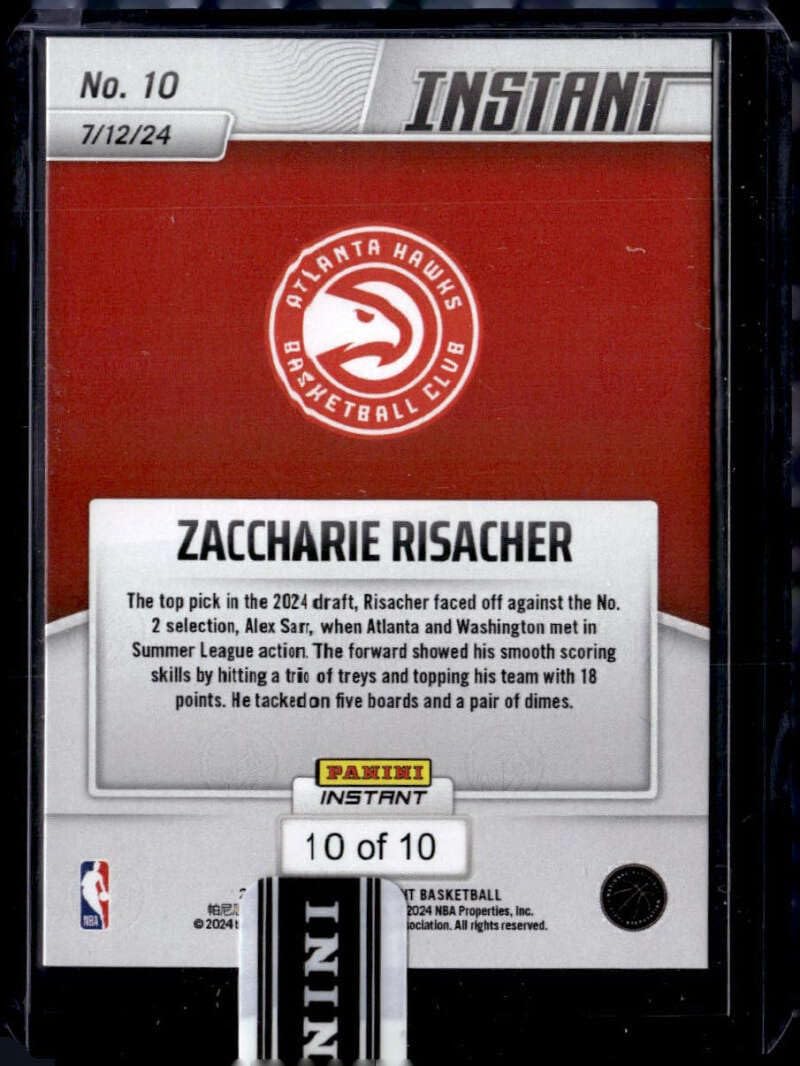 ZACCHARIE RISACHER RC SP 2024-25 Panini Instant 10/10 Jaguar ROOKIE #377 Hawks NM-MT Basketball Pre-Season Jersey match