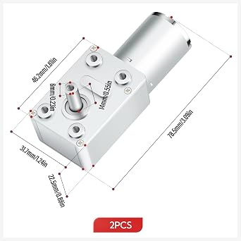 2PCS 24V 35RPM Gear Motor, 26.4W High Torque Rotation DC Motor, Small Worm Gear Motor