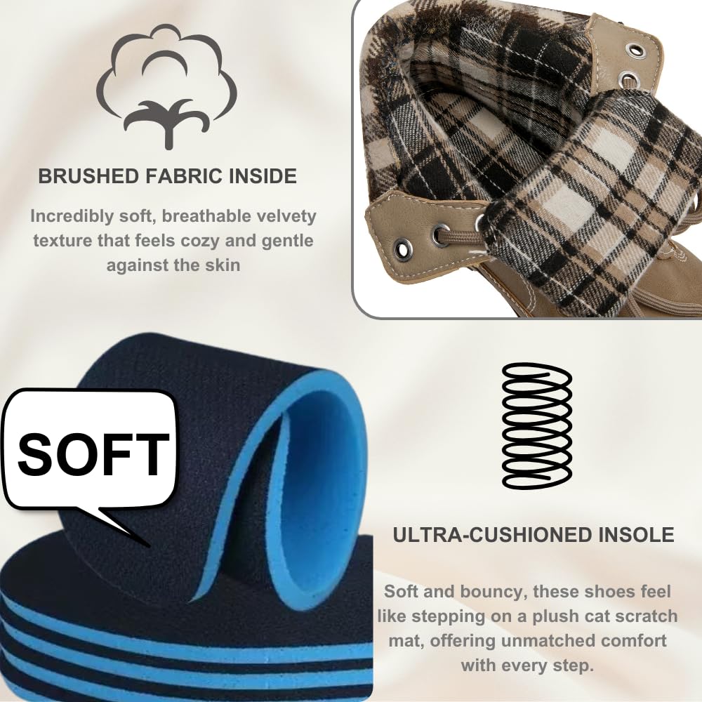 Women's Waterproof Work Boots - Lightweight Winter Snow Boots for Hiking, Outdoor Trekking & Backpacking (Comfortable Ankle Support) Light Brown