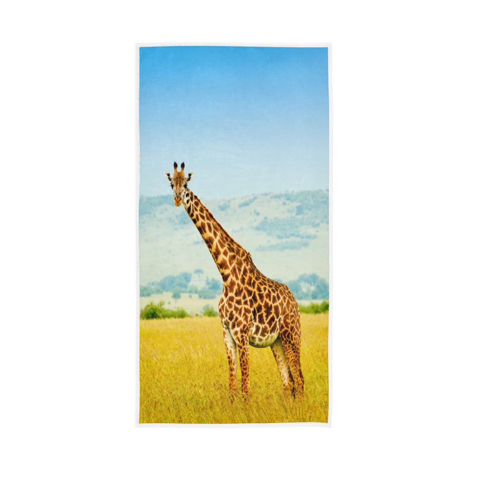 LSRCPD Hand Towels African Giraffe Print Decor Fingertip Soft Face Towel Absorbent Bathroom Kitchen Towels