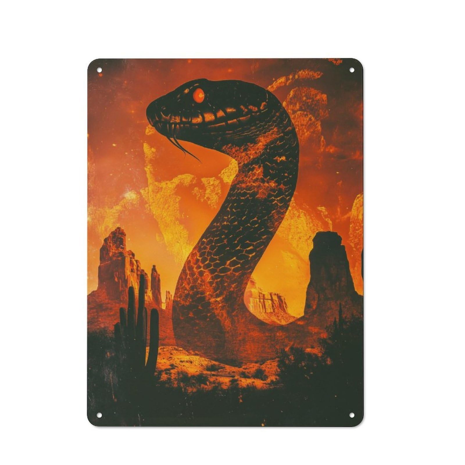 Junmoney Desert Serpent 40X30cm Industrial-Style Tin Sign With For Hallway Wall, A Metal Wall Feature For A Newly Arranged Hallway