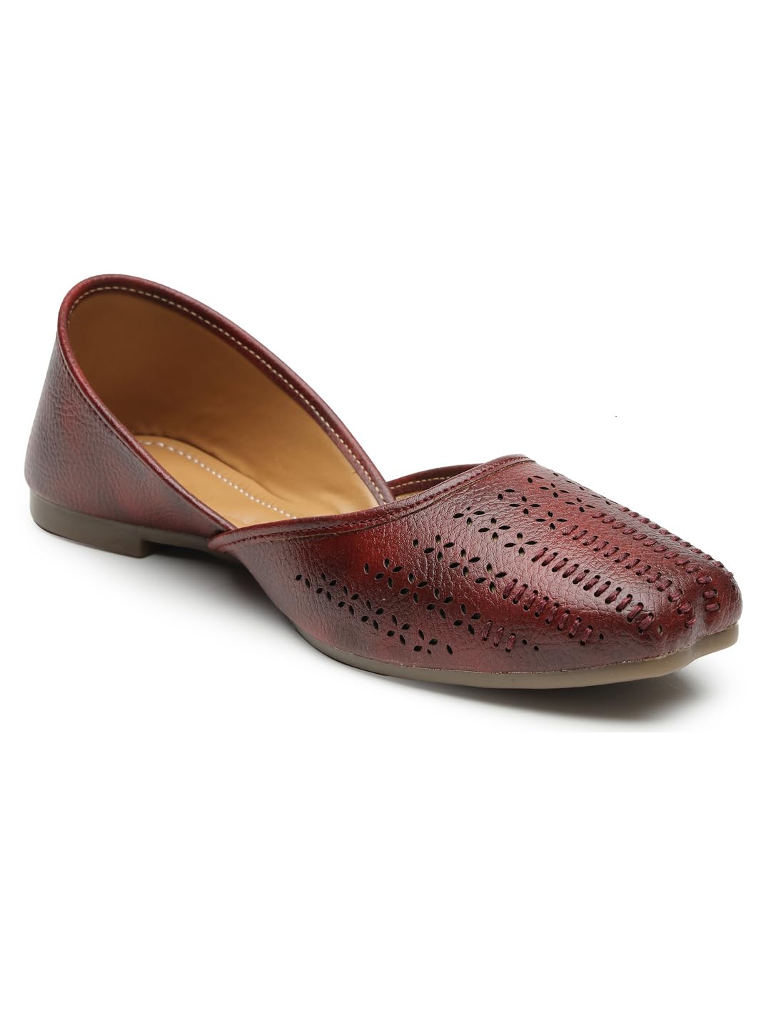 aroom Women Leather Mojaris Flats with Embroidered Slip On for Women-picture-21