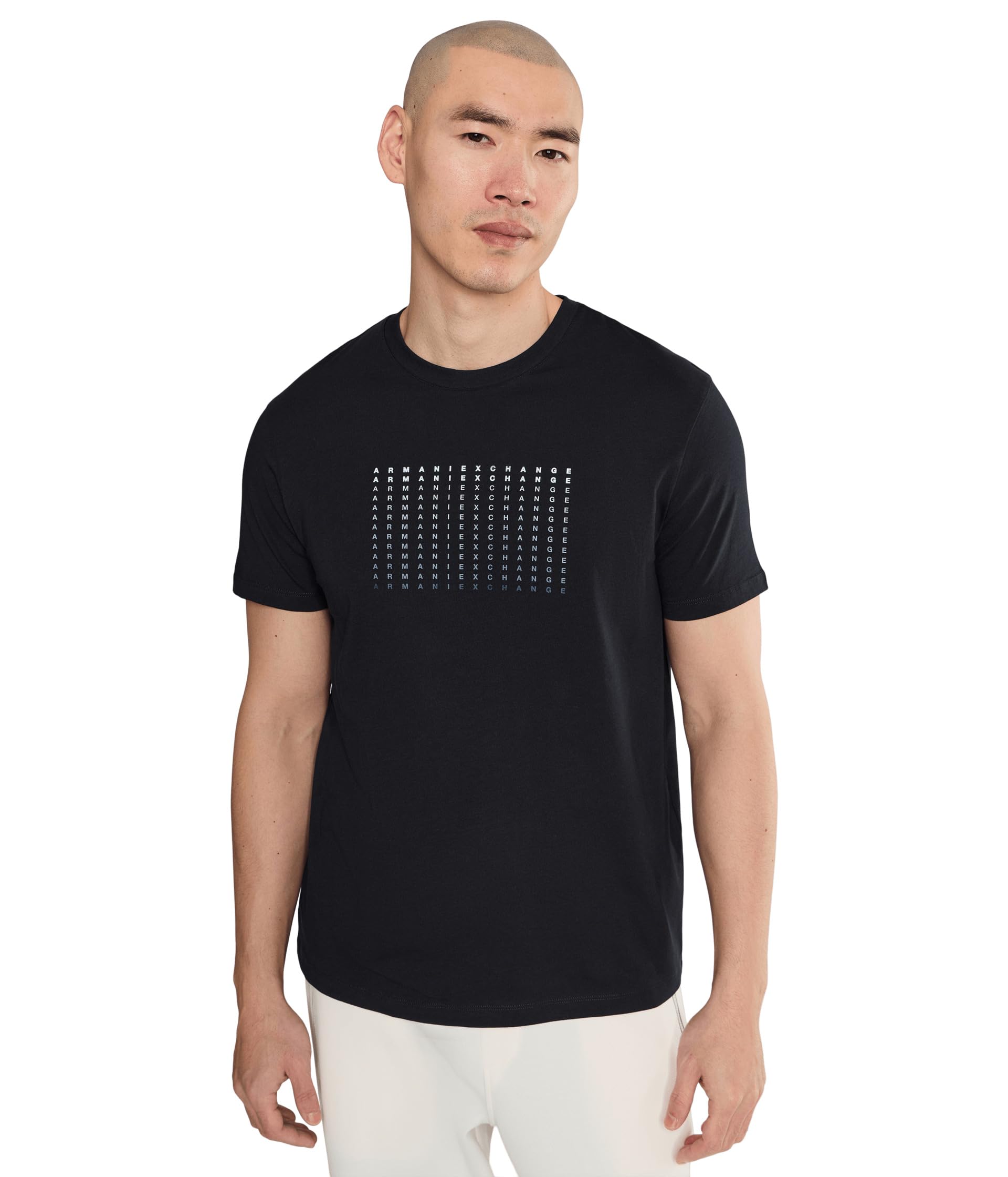 Armani Exchange Men's Plain 3D Printed Front Logo T-Shirt,Blue,XL