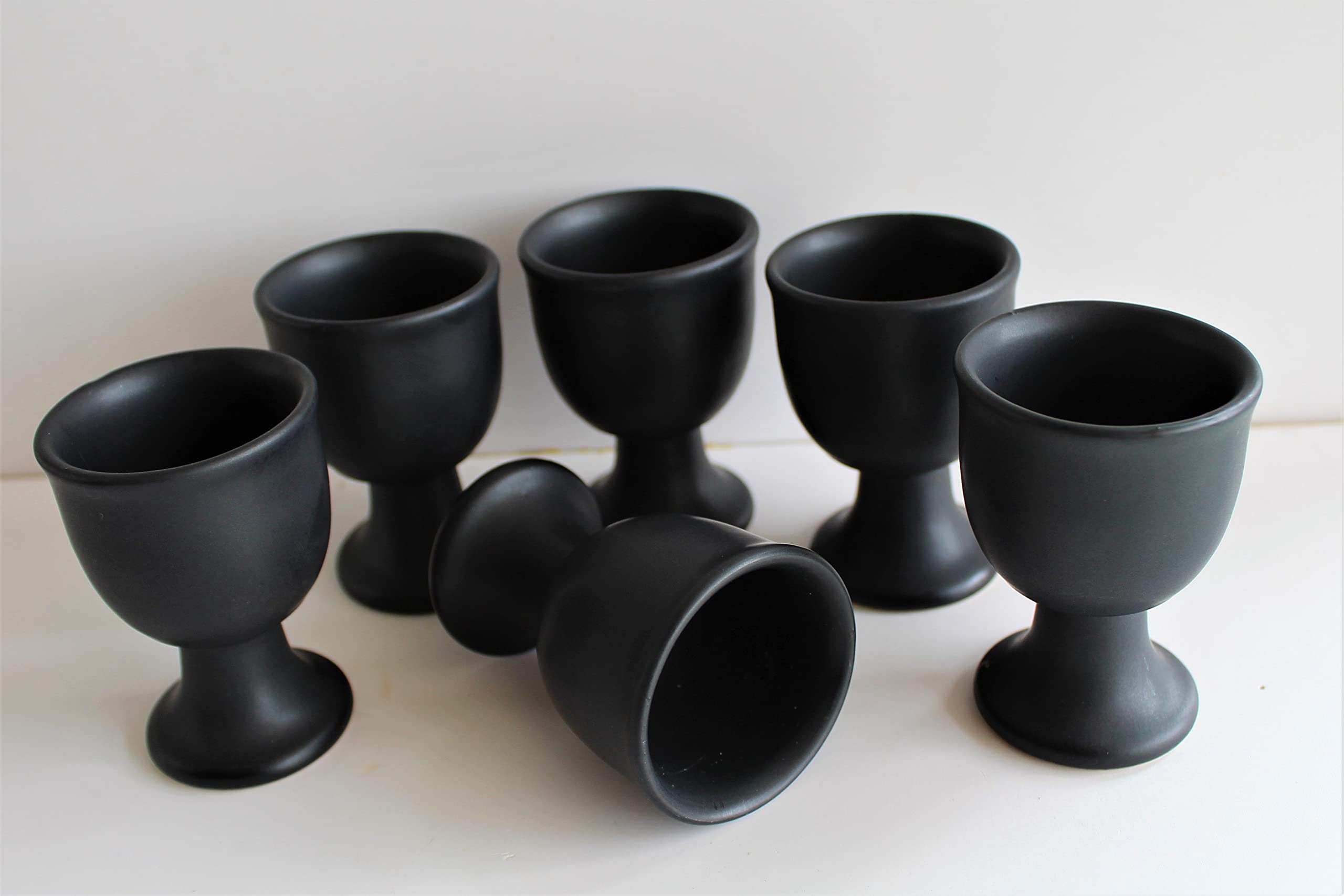 Bamby Ceramic Matte Black Egg Cup/Egg Holder Pack of 4, for Soft & Hard-Boiled Eggs 1