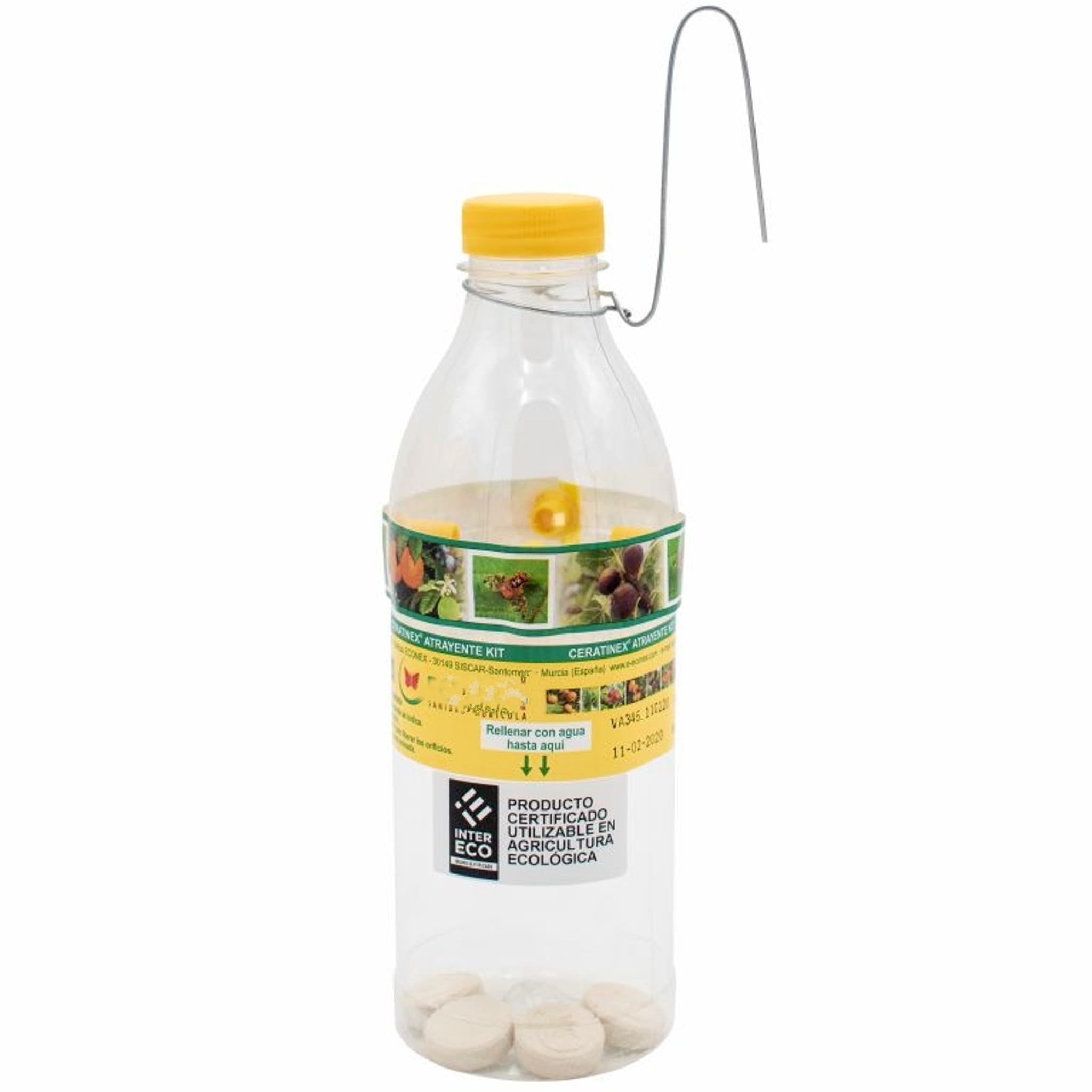 Bricoloco Kit Anti szkodniki dla drzew owocowych z atraktorem feromonów muchami owocowymi i muchą oliwną. Butelka z czterema tabletkami i wieszakiem (5)