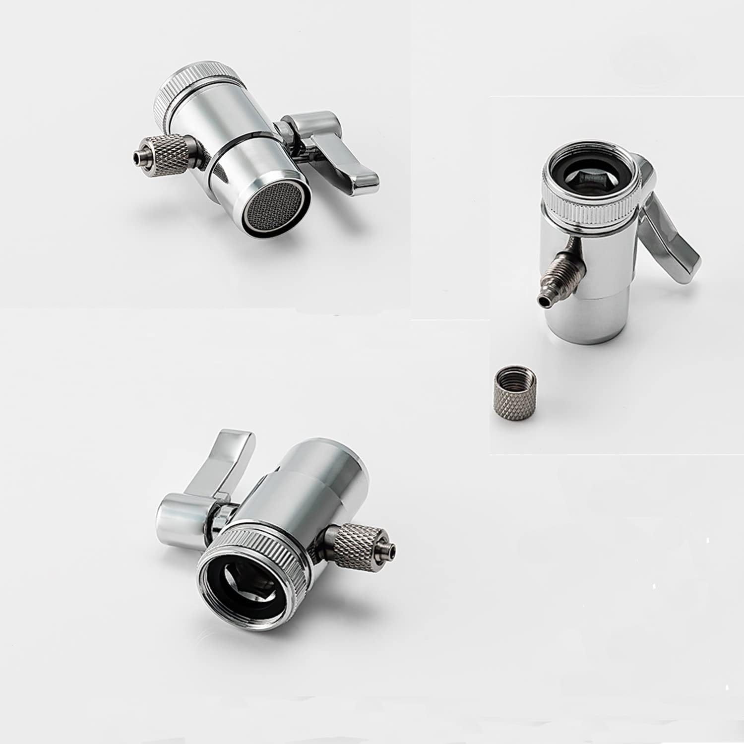 Faucet diverter valve Solid Brass with Polished Chrome for counter top Water Filters Faucet Adapter, Hot/Cold Bathroom Sink Adapter - Hose Attachment Connector1/4" outlet (Single Way 1/4" OD)
