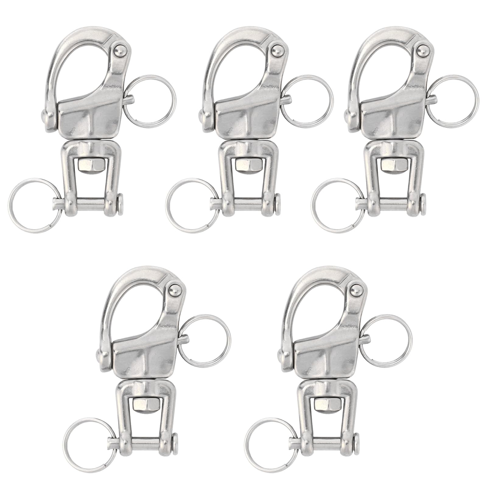 Penitue 5pcs Swivel Snap Shackles, 316 Stainless Steel Quick Release Spring Hook Marine Grade Sailing Halyard Shackle for Boat Rigging Industrial Lifting Climbing and Yacht