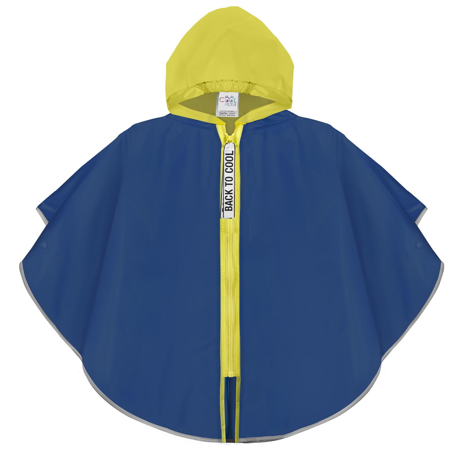 PERLETTI Cape de Pluie Petit Garçon 3 4 5 6 Ans avec Fermeture Éclair - Poncho Enfant Réfléchissant avec Capuche - Manteau Imperméable
