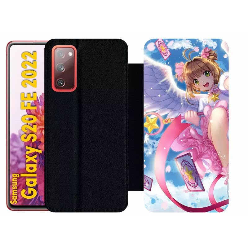 Coque à rabat S20 FE Card Captor Sakura en simili-cuir noir protégeant votre écran au quotidien