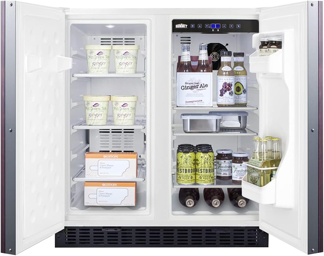Summit FFRF3075WIF 30" Side-by-Side Compact Refrigerator and Freezer with 5.4 cu. ft. Capacity LED Lighting Frost Free Operation High Temperature and Open Door Alarm in Panel Ready with White Cabinet