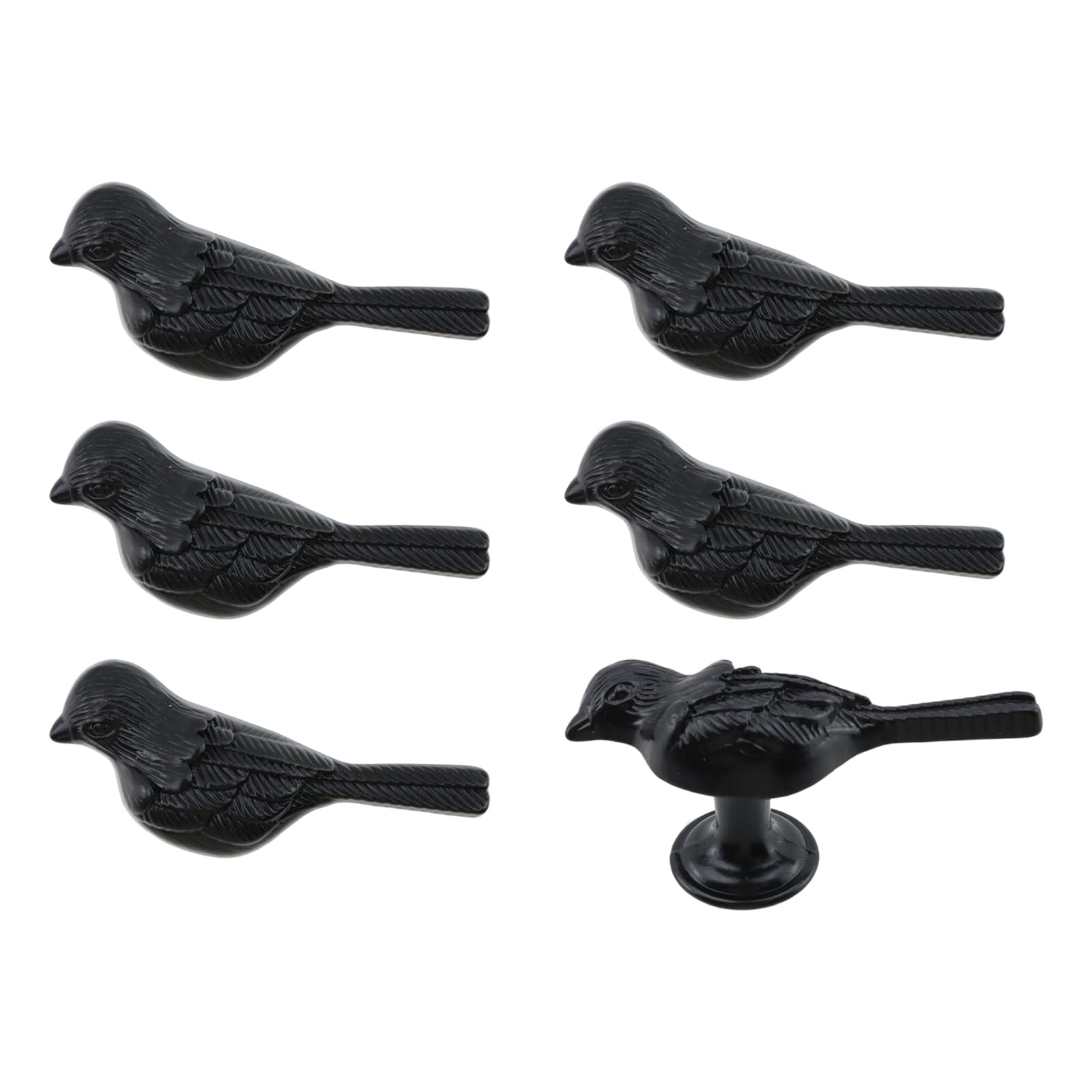 HEVSTIL 6 Pack Bird Shape Cabinet Knob,Nature Theme Single Hole Pulls Vintage Matte Gold Pewter Decorative Metal Cabinet Knobs for Dresser Drawer