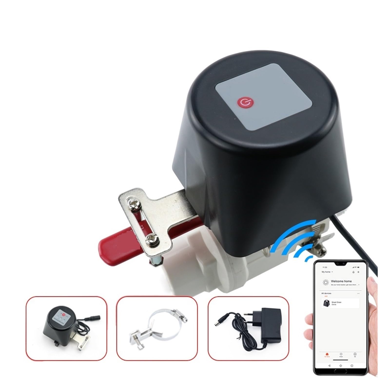 Zawór Wodny WiFi Zigbee Kontroler Odcinający Gaz Obsługuje Inteligentne Sterowanie Bezprzewodowe OszczęDność Wody(Black Type,WIFI Valve)
