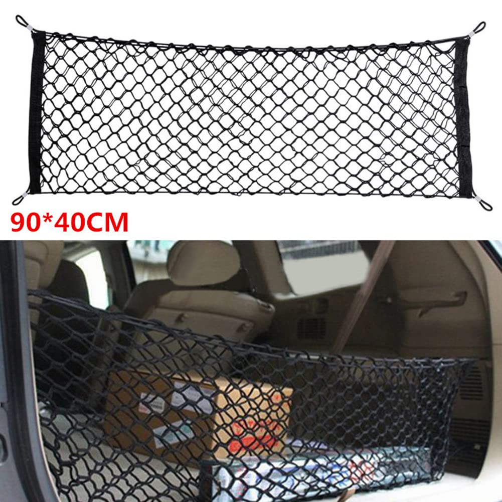 UILYNIU Elastisches Auto-Frachtnetz 70x70 Cm Mit 4 Haken – Kofferraum-Gepäckorganizer Aus Nylon